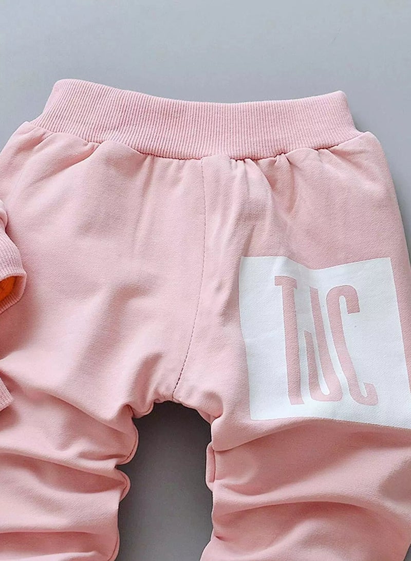 Toddler Girls Contrast Panel Letter Graphic Sweatshirt With Joggers - Image 4