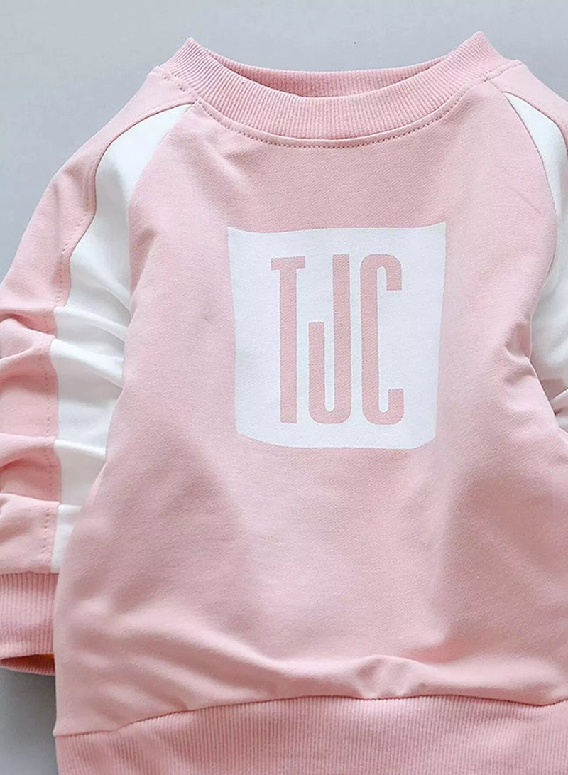 Toddler Girls Contrast Panel Letter Graphic Sweatshirt With Joggers - Image 3