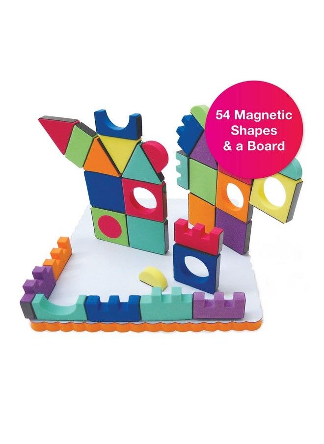 Edushape Magnetic Shapes Soft Baby Blocks Set Of 54 Vibrant Magnetic Stacking Blocks For Learning & Development Soft Blocks For Babies Toddlers & Kids For Stem Building  - Image 3