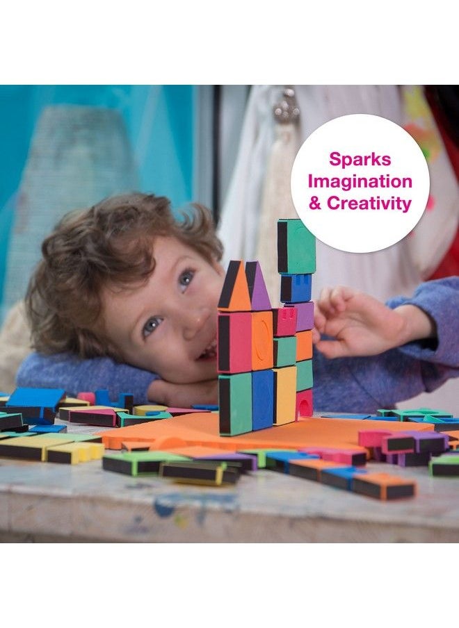 Edushape Magnetic Shapes Soft Baby Blocks Set Of 54 Vibrant Magnetic Stacking Blocks For Learning & Development Soft Blocks For Babies Toddlers & Kids For Stem Building  - Image 4