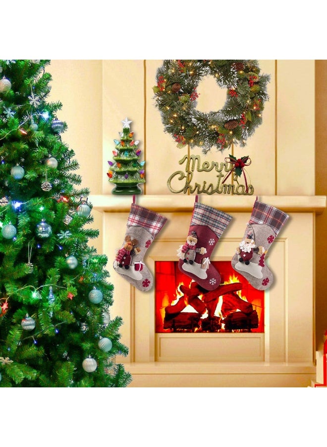 Sunnyglade Sunnyglade 3PCS 17.5" Christmas Stocking Classic Personalized Large Stockings Santa, Snowman, Reindeer Xmas Character for Family Holiday Christmas Party Decorations  - Image 5
