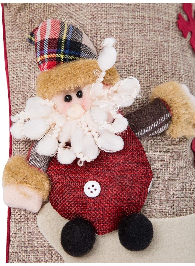 Sunnyglade Sunnyglade 3PCS 17.5" Christmas Stocking Classic Personalized Large Stockings Santa, Snowman, Reindeer Xmas Character for Family Holiday Christmas Party Decorations  - Image 2