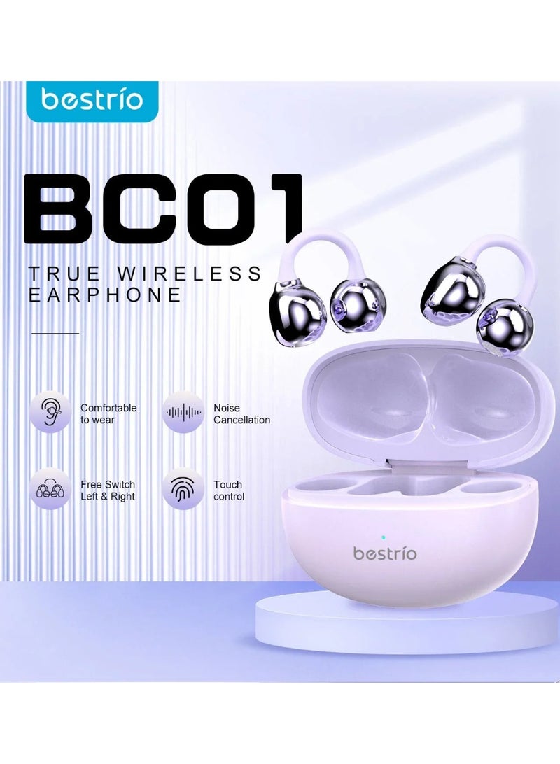 BESTRIO سماعات أذن لاسلكية ستيريو BC01 القابلة للارتداء، سماعات بلوتوث بتصميم مفتوح، سماعات رياضية خفيفة الوزن، مكالمات واضحة، عمر بطارية طويل، مقاومة للعرق، تثبيت آمن للجري والاستخدام اليومي - Image 2