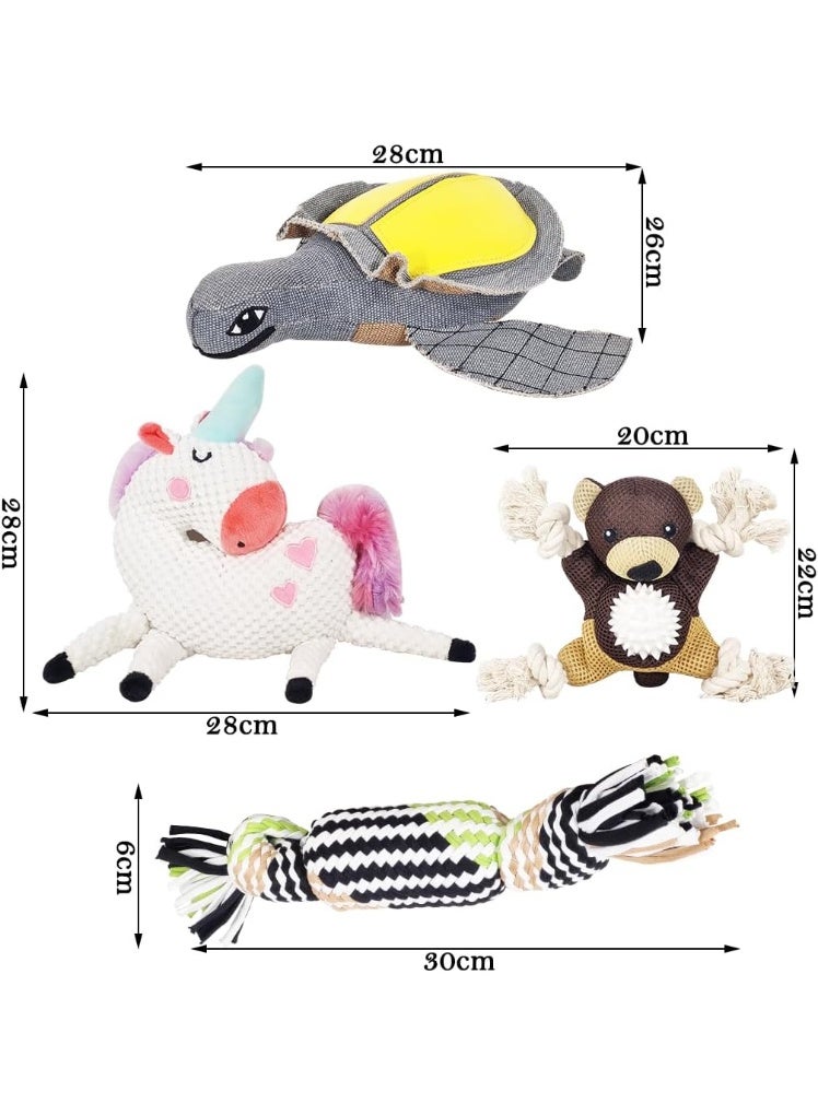 NNC PETS Pet toy set with Magic Unicorn, Tortoise, Black Bear and Rope Toy, Combo set with Safe and Non-Toxic Material, Interactive, Playing & Training, Washable, Durable and Puppy Toy set for All breeds, 4pcs - Image 2