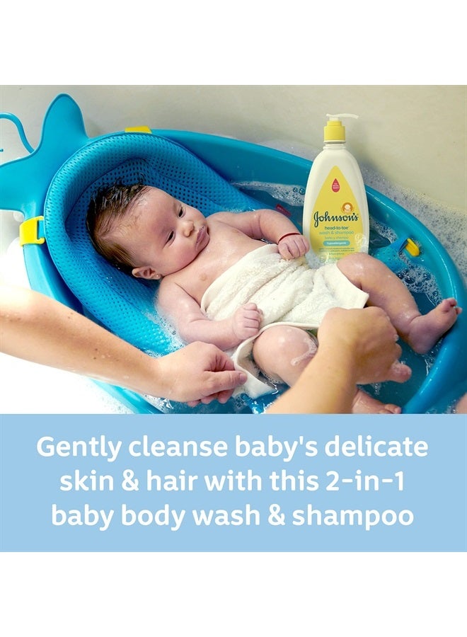 Johnson's Baby Head-To-Toe Gentle Baby Body Wash & Shampoo, Tear-Free, Sulfate-Free & Hypoallergenic Bath Wash & Shampoo for Baby's Sensitive Skin & Hair, Washes Away 99.9% Of Germs, 18 Fl. Oz - Image 5