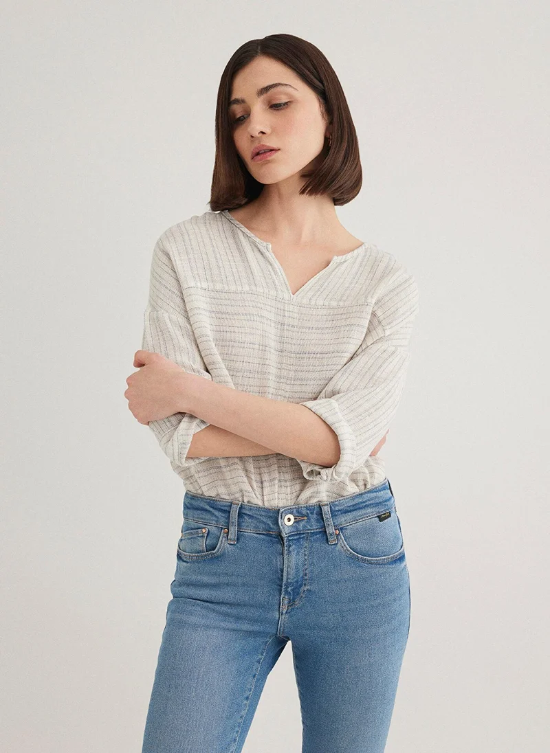 مافي Linen Mix Striped Blouse