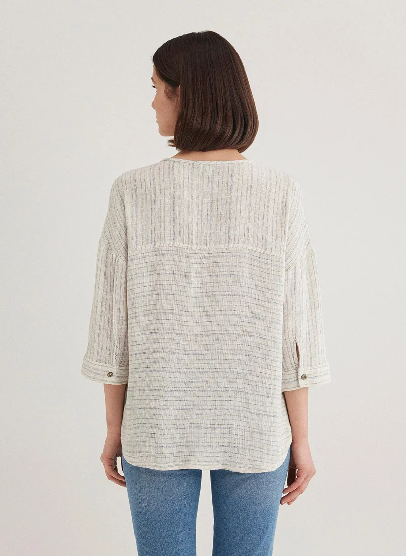 مافي Linen Mix Striped Blouse
