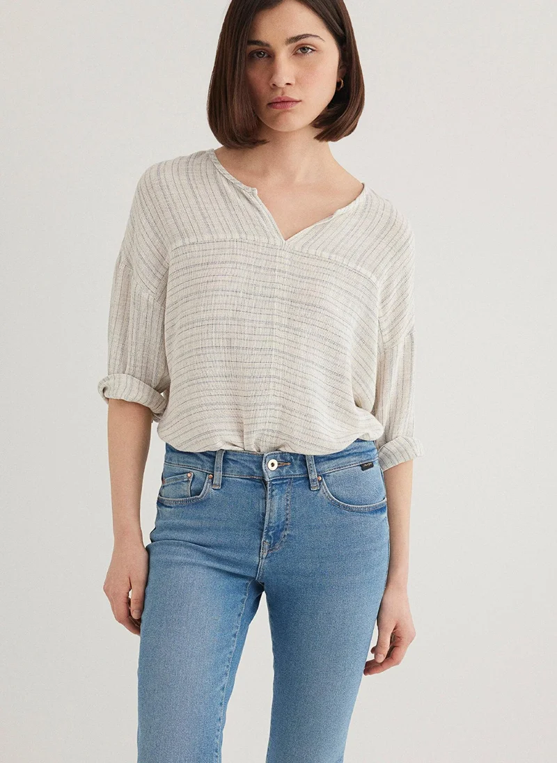 مافي Linen Mix Striped Blouse