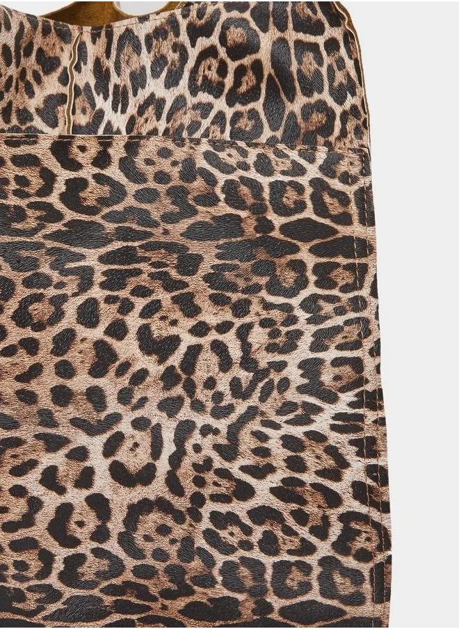 Styli Leopard Print Shoulder Bag with Double Handle