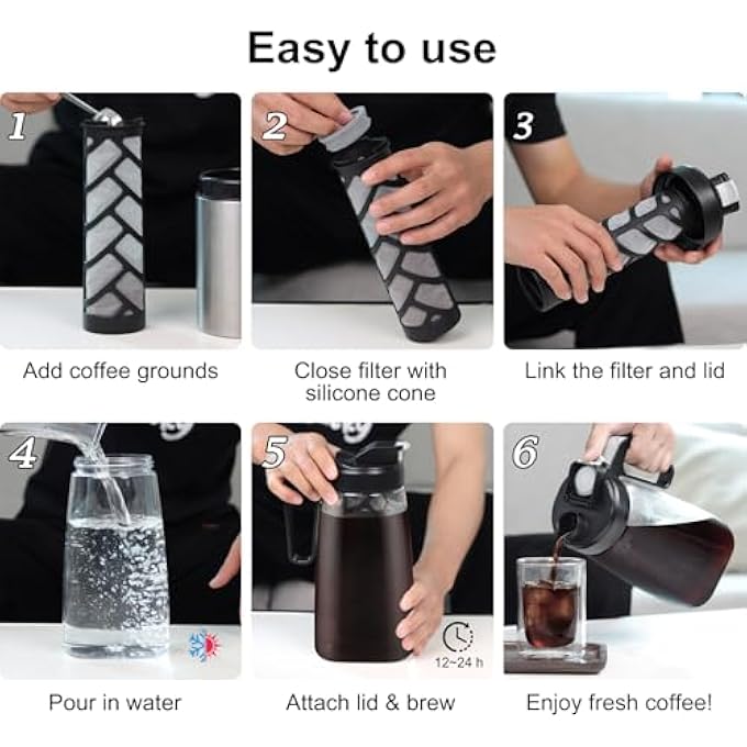 Sivaphe 64Oz Cold Brew Coffee Maker With Reusable Mesh Filter Heavy Duty Iced Coffee And Tea Maker With Flip Cap Lid And Spout100 LeakProofBpa Free Tritan2L - Image 5