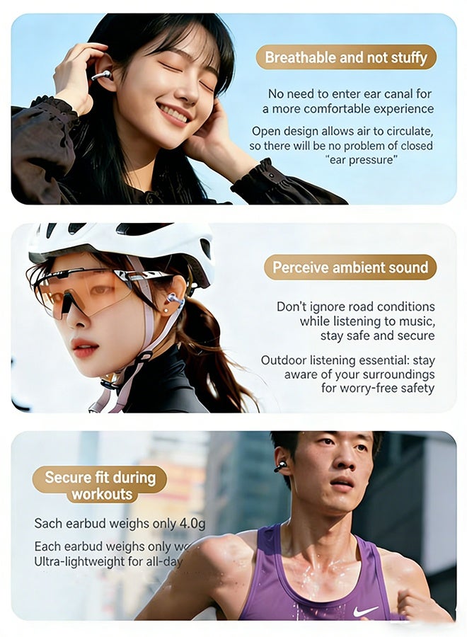 aigo Clip-on Bluetooth Earphones 2026 New Model - Ultra-long Battery Life, Large Capacity, Wireless Sports Air Bone Conduction - Men and Women - Image 2