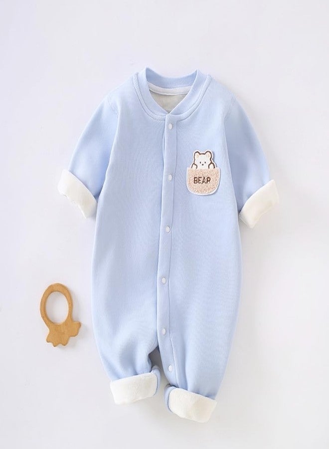 HALQAHA Newborn Baby Bear Romper Winter Milk Fleece Warm Jumpsuit One-Piece Bodysuit with Snap Closures - Image 2