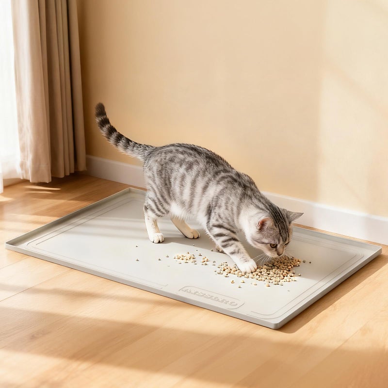 Aisslro Under Sink Mat 34" X 22", Waterproof Silicone Under Sink Mats for Kitchen, Anti-Leak Shelf Liner & Cabinet Protector with Raised Edge, [BPA Free] Bathroom Tray Home Organizer, Beige - Image 5