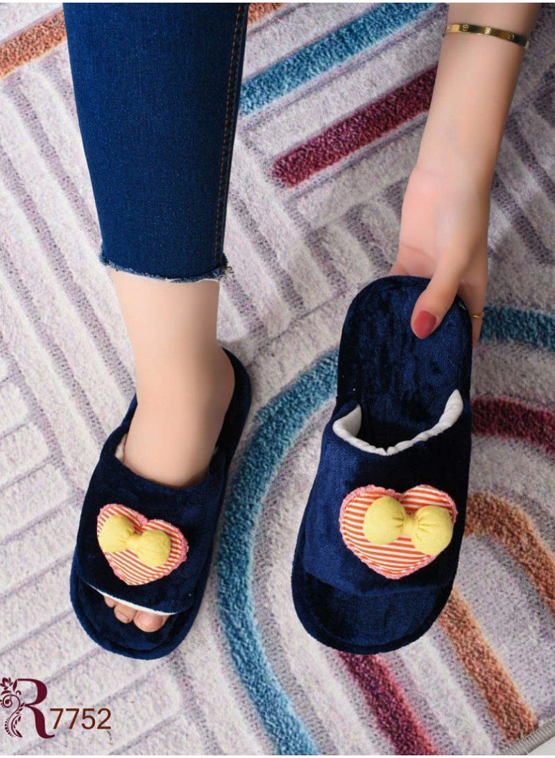 Women's winter home slipper, fur, blue color - Image 1