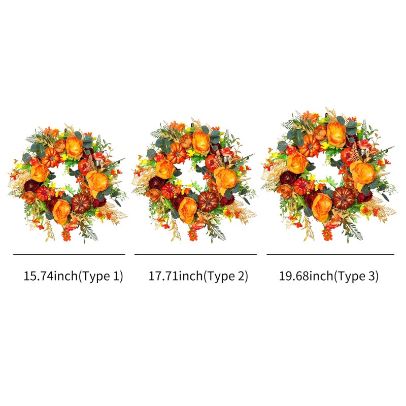 Fall Wreath 50Cm Realistic Festive Vision - Durable Multi-Season Use Artificial Wreath for Indoor Outdoor Thanksgiving Harvest Festival Home Decor - Image 2