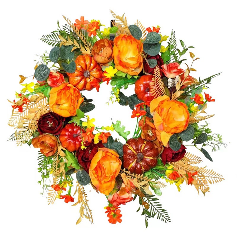 Fall Wreath 50Cm Realistic Festive Vision - Durable Multi-Season Use Artificial Wreath for Indoor Outdoor Thanksgiving Harvest Festival Home Decor - Image 1