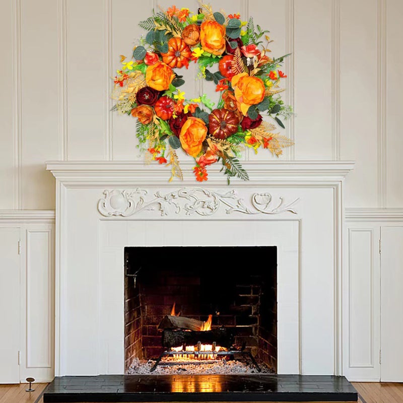 Fall Wreath 50Cm Realistic Festive Vision - Durable Multi-Season Use Artificial Wreath for Indoor Outdoor Thanksgiving Harvest Festival Home Decor - Image 4