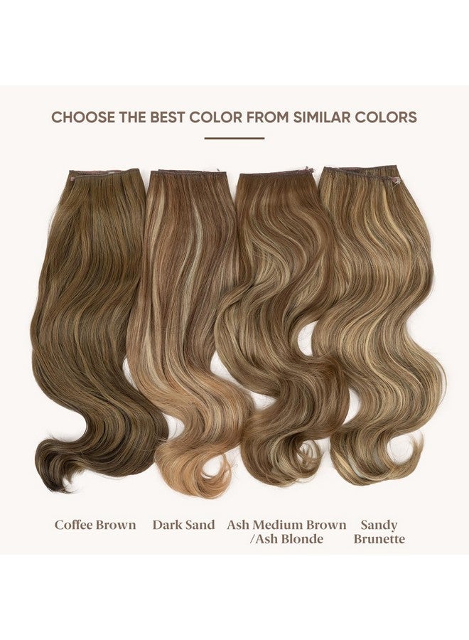 سارلا وصلات شعر سلكية غير مرئية من SARLA مزودة بثلاث مشابك، شعر صناعي طويل مموج ومجعد، عصابة رأس شفافة قابلة للتعديل للنساء، 18 بوصة، بني رمادي متوسط/أشقر رمادي فاتح - Image 2