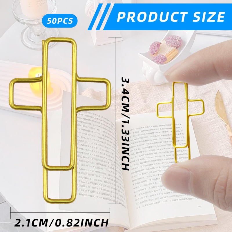 Notoke 50 PCS Gold Cross Paper Clips Bible Paper Clips - Versatile Bible Study Supplies for Christian Office and Home, Also Great as Journaling Papers Clip and Bookmarks - Image 2
