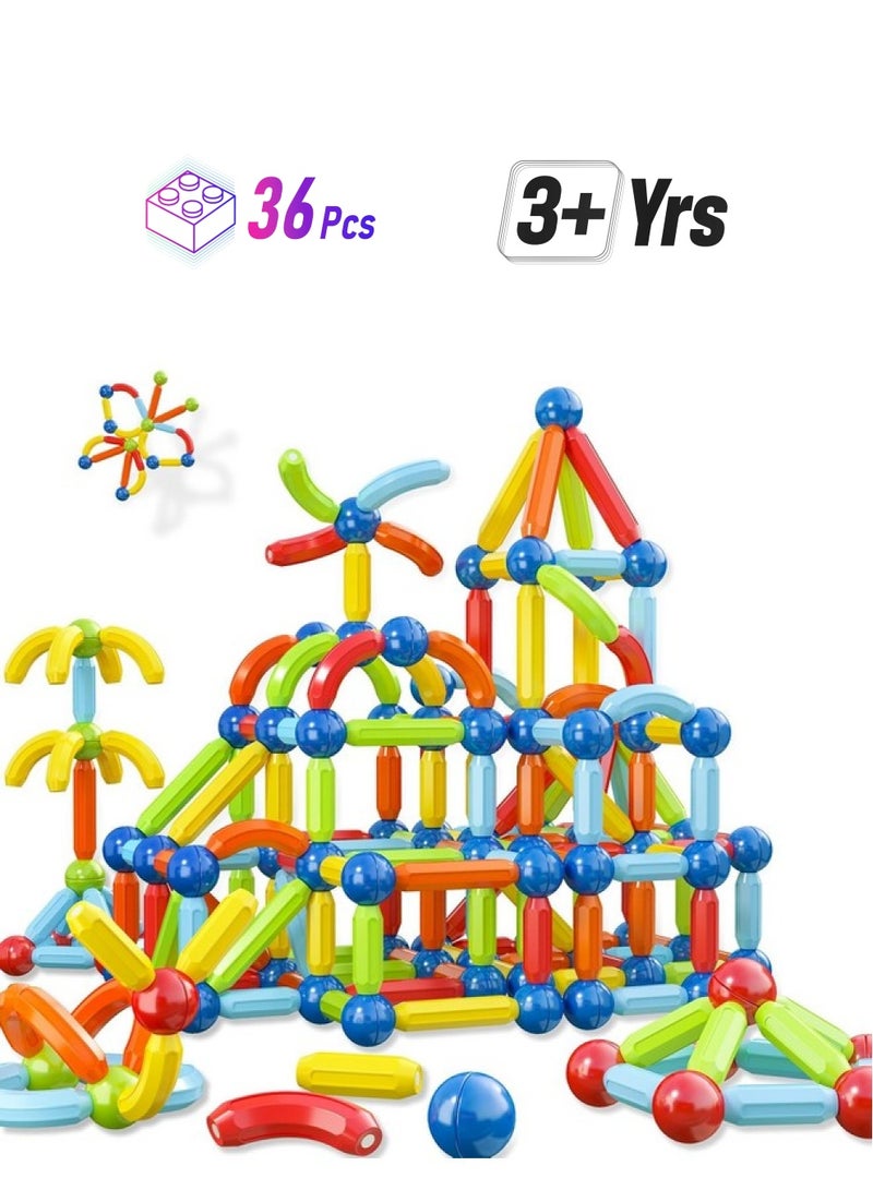 SUPER TOY 36 PC Magnetic Stick Building Blocks Toy for Kids Educational Magnetic Stick Balls STEM Stacking Toys for Boys & Girls 3+ Birthday Gifts Christmas Surprise - Image 1
