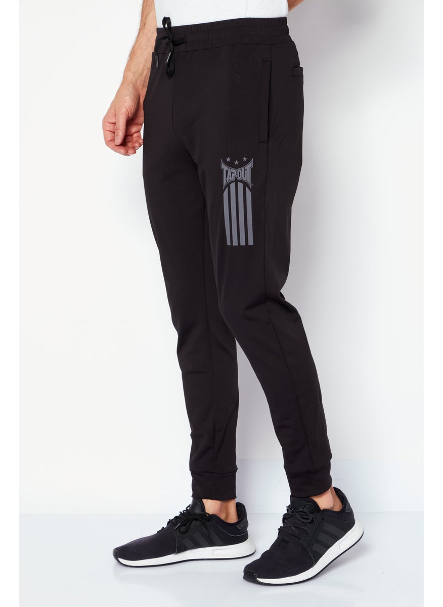 TapouT - Men Regular Fit Brand Logo Jogger Pants, Black - Image 1