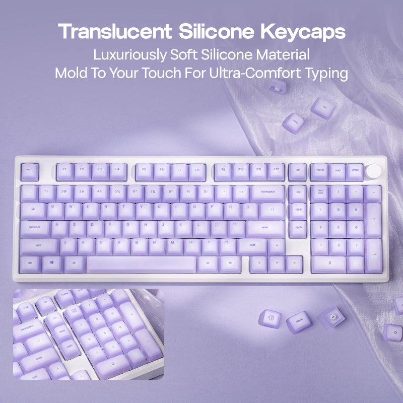 EPOMAKER AegisSil Keycap Set, Silicone Material, Cherry Profile, 113 Keys, 65%/75%/96%/Full Size, Custom Keyboard Keycaps Set for Cherry MX, Kailh, Outemu, Gateron Mechanical Gaming Keyboard (Purple) - Image 5