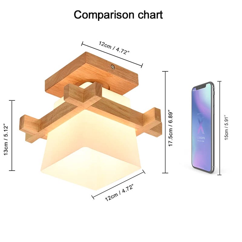 Artpad Simple Japan Tatami E27 Wooden Lamp Entrance Hall Porch Balcony Ceiling Light Fixture Glass Ceiling Modern - Image 2