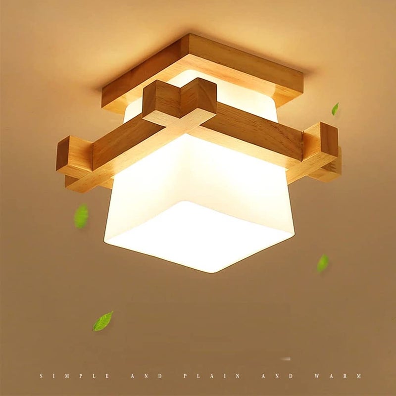 Artpad Simple Japan Tatami E27 Wooden Lamp Entrance Hall Porch Balcony Ceiling Light Fixture Glass Ceiling Modern - Image 1
