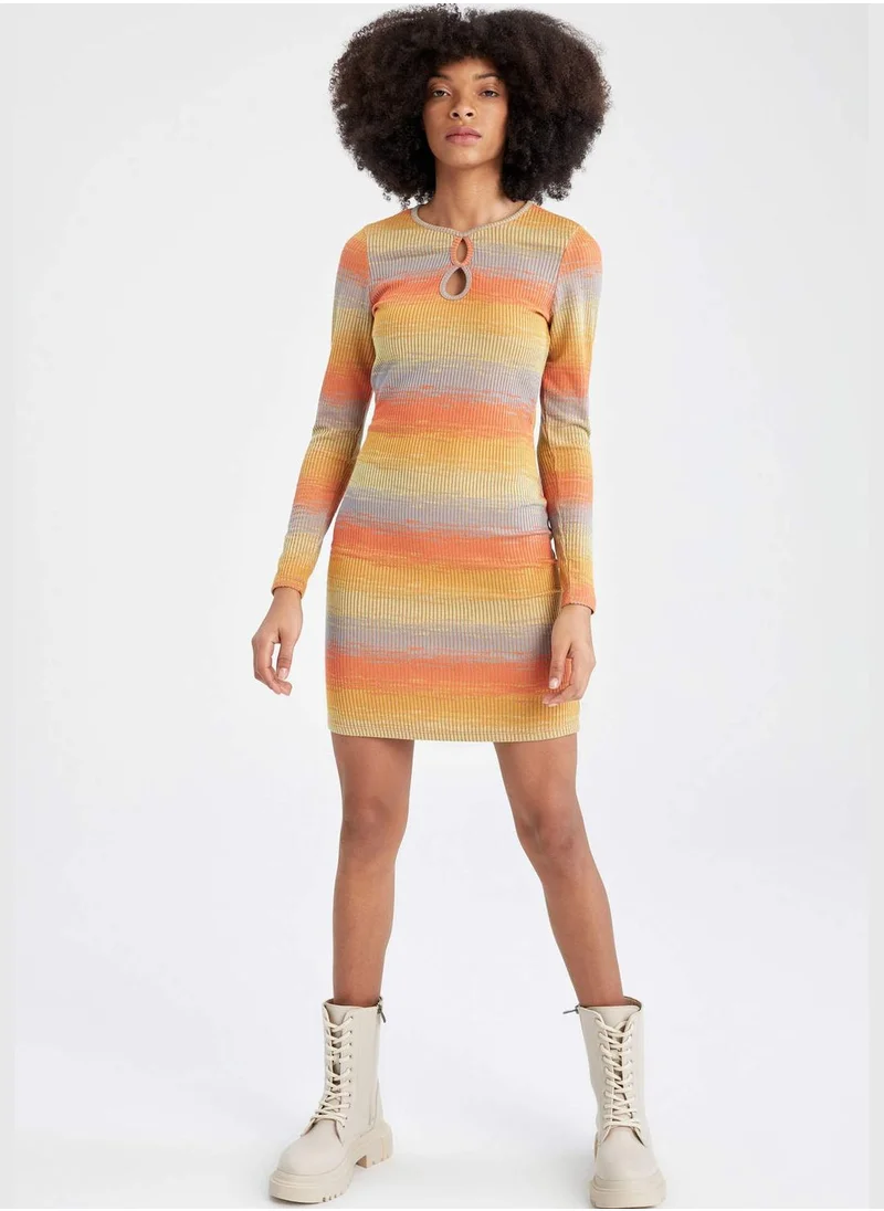 DeFacto Short Sleeve Colour Block Mini Dress