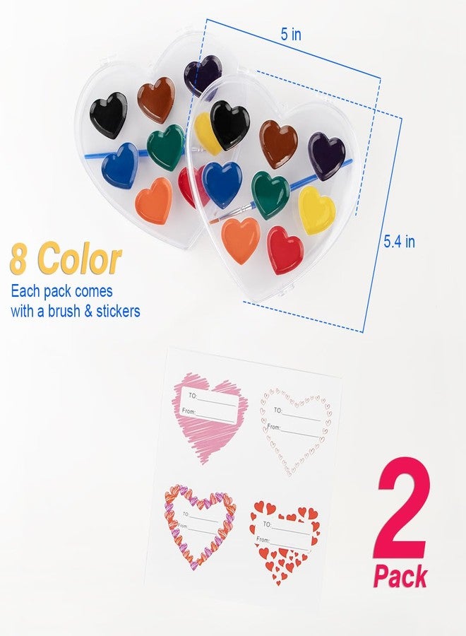 ARTLYMERS 8 Colors Heart Watercolor Paint Set, 2 Pack Washable Valentines Water Color Paint Sets for Kids with Paintbrush Art Supplies Party Favors for Preschool Classroom School Prizes Exchange - Image 3