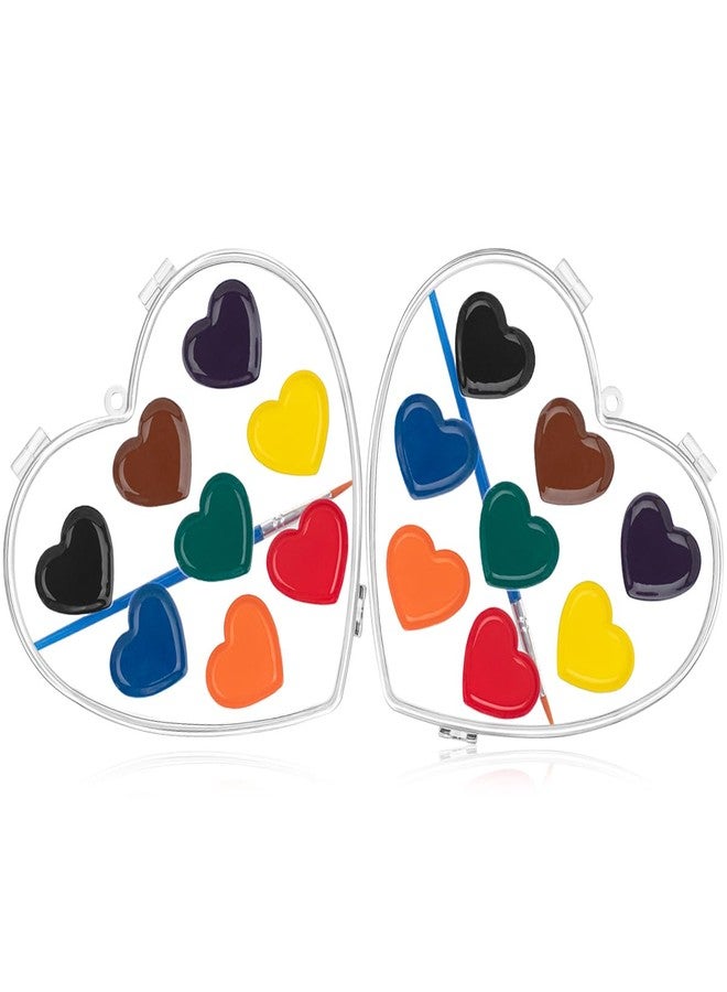 ARTLYMERS 8 Colors Heart Watercolor Paint Set, 2 Pack Washable Valentines Water Color Paint Sets for Kids with Paintbrush Art Supplies Party Favors for Preschool Classroom School Prizes Exchange - Image 1