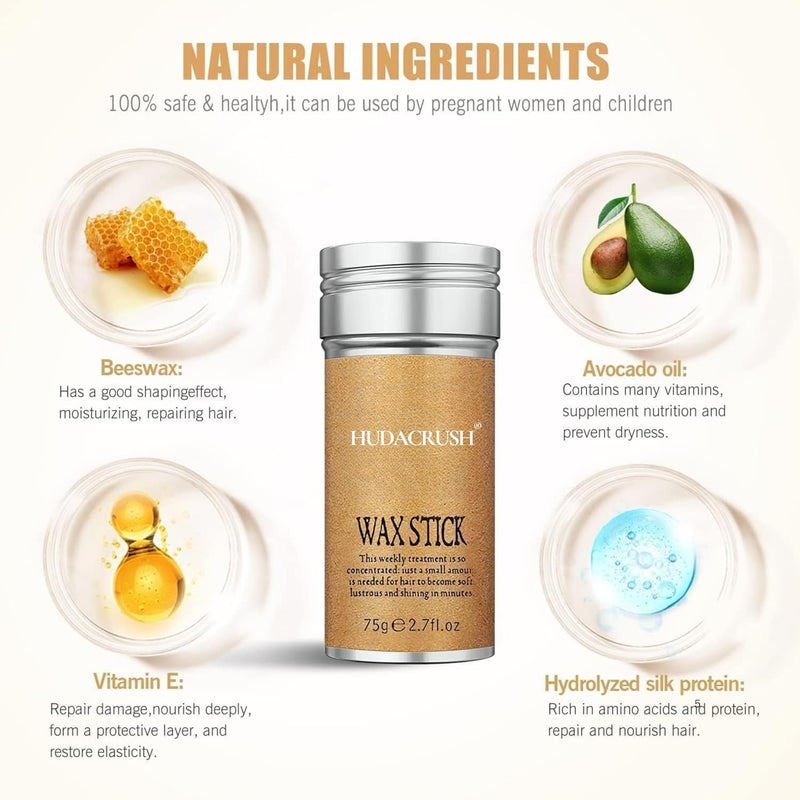 HUDACRUSH Hair Wax for Men  Women  Hair Wax Stick for Women Hair Styling Slick Stick for Hair Tame Flyaways  Edge Frizz Hair Versatile Styling for Women  Girls - Image 5