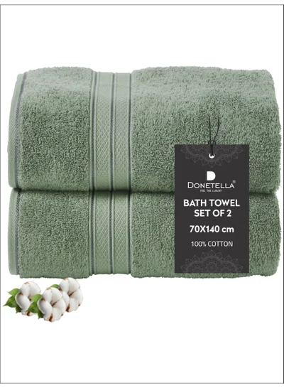 Donetella Premium 100 % Combed Cotton 2-Pcs Bath Towel Set (70 X 140 CM) 600 GSM Large Towel, Highly Absorbent, Quick Dry,Best Towel for Bathroom, Spa And Hotel