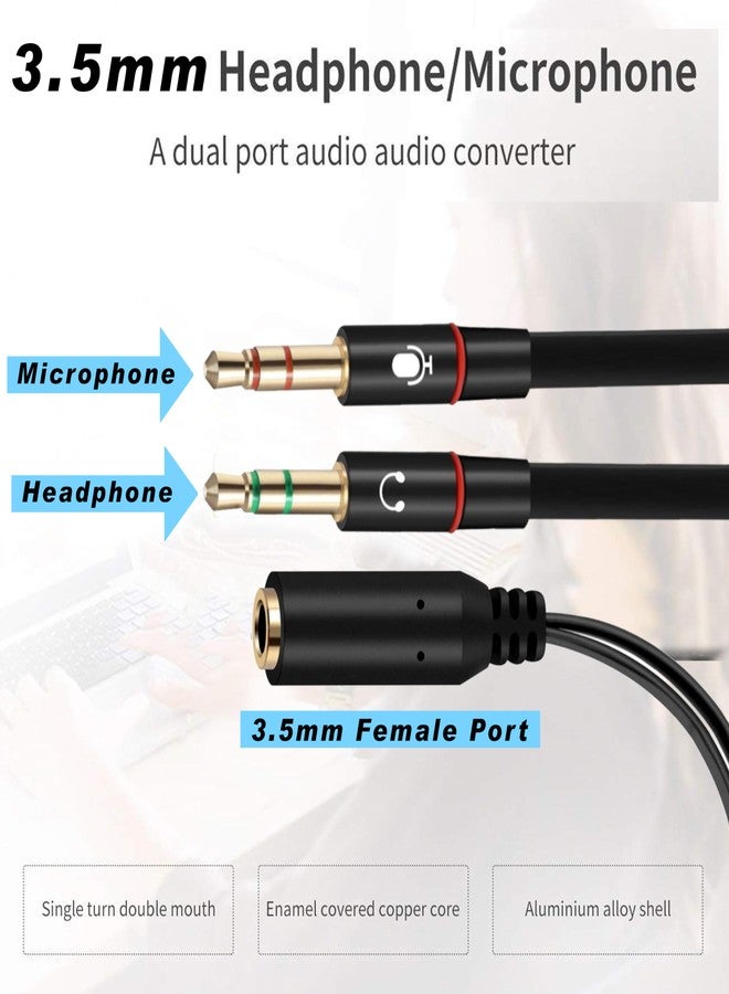 SaiTech IT 2 Pack Exclusives Headphone Splitter for Computer 3.5mm Female to 2 Dual 3.5mm Male Mic Audio Y Splitter Cable Smartphone Headset to PC Adapter 20cm Length - Image 5