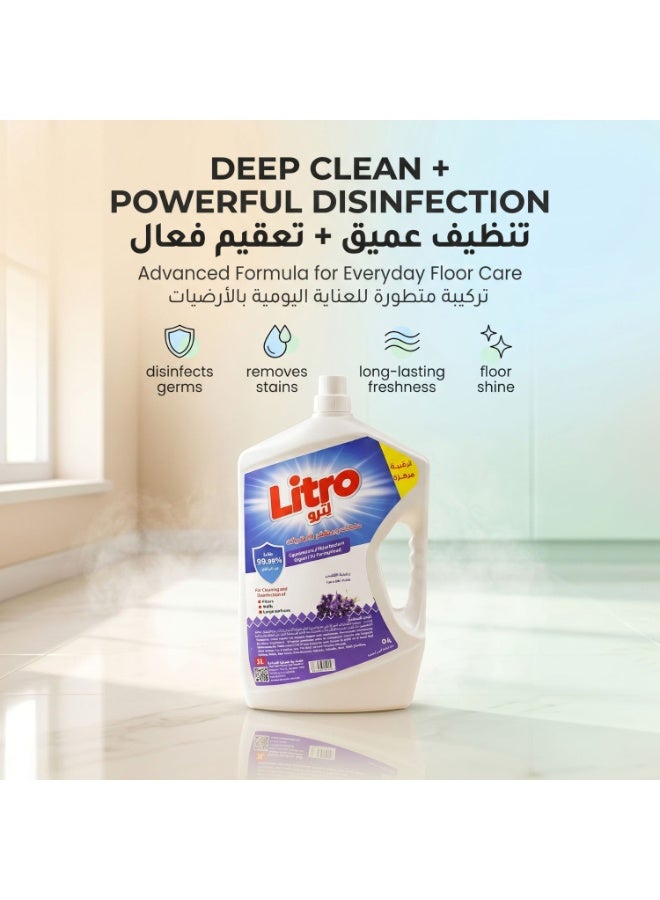 Litro Floor Cleaner Liquid & Disinfectant 3L – Multipurpose Floor Cleaning Solution – Deep Cleaning Floor Disinfectant with Long Lasting Fresh Lavender Fragrance - Image 3