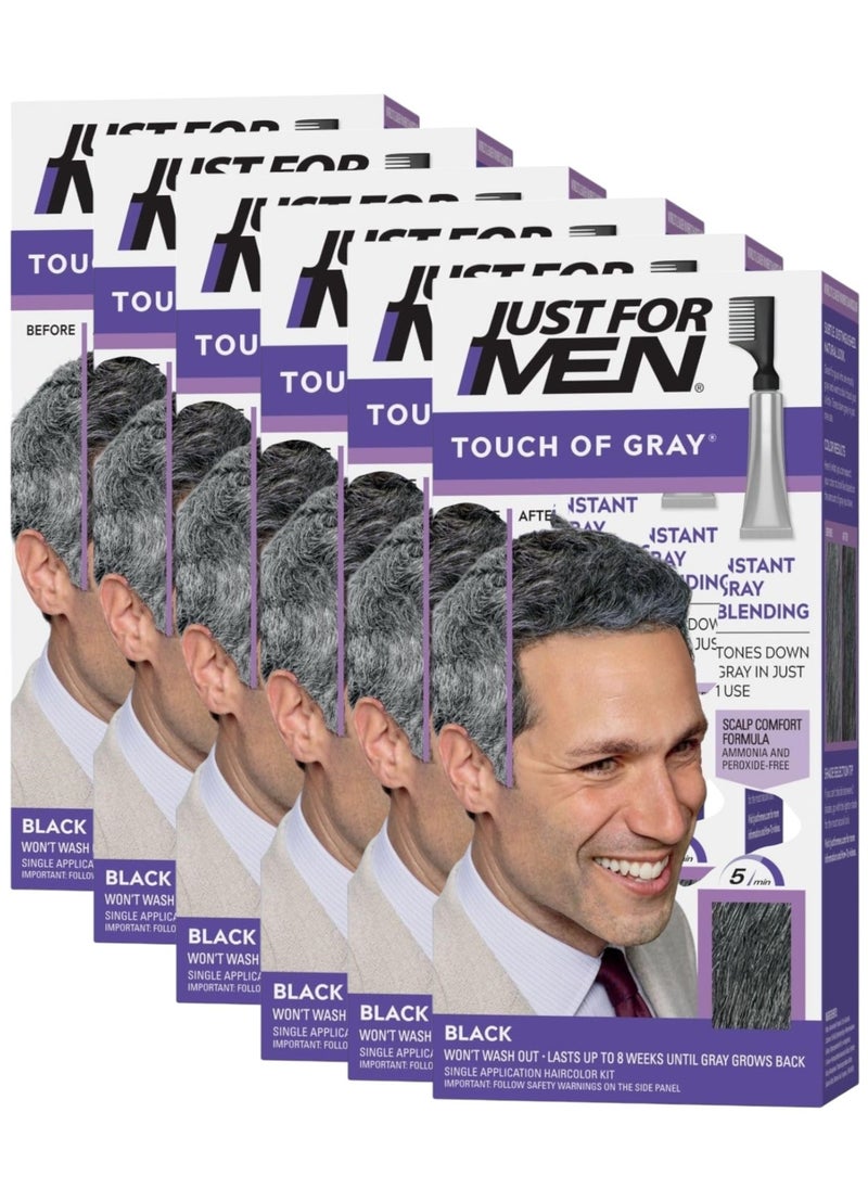 Just For Men (Pack of 6) Touch Of Gray Comb-In Hair Colour T-55 Black  - Image 1