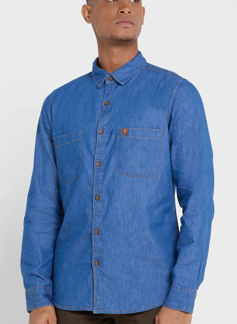 توماس سكوت Thomas Scott Men Blue Smart Slim Fit Opaque Casual Shirt
