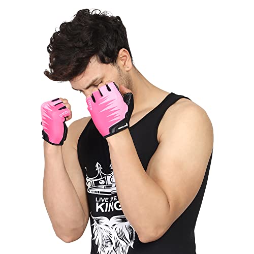 BURNLAB Flex Gym Gloves for Men and Women - Ideal for Weightlifting, Cycling, Crossfit, Offers Good Grip and Soft Padding (Pink, Large) - Image 4