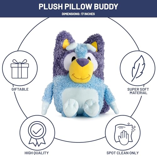 Jay Franco Bluey Plush Pillow Buddy Soft Plushie Stuffed Pillow 17 Inches Blue Bluey - Image 5