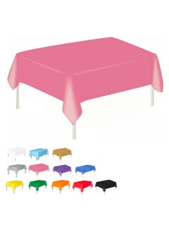 MARKQ Plastic Tablecloth for Rectangle Table 54" x 72" Disposable Table Cover for Bridal Shower Wedding Birthday Party Decorations (Hot Pink)  - Image 1