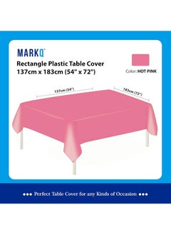 MARKQ Plastic Tablecloth for Rectangle Table 54" x 72" Disposable Table Cover for Bridal Shower Wedding Birthday Party Decorations (Hot Pink)  - Image 2