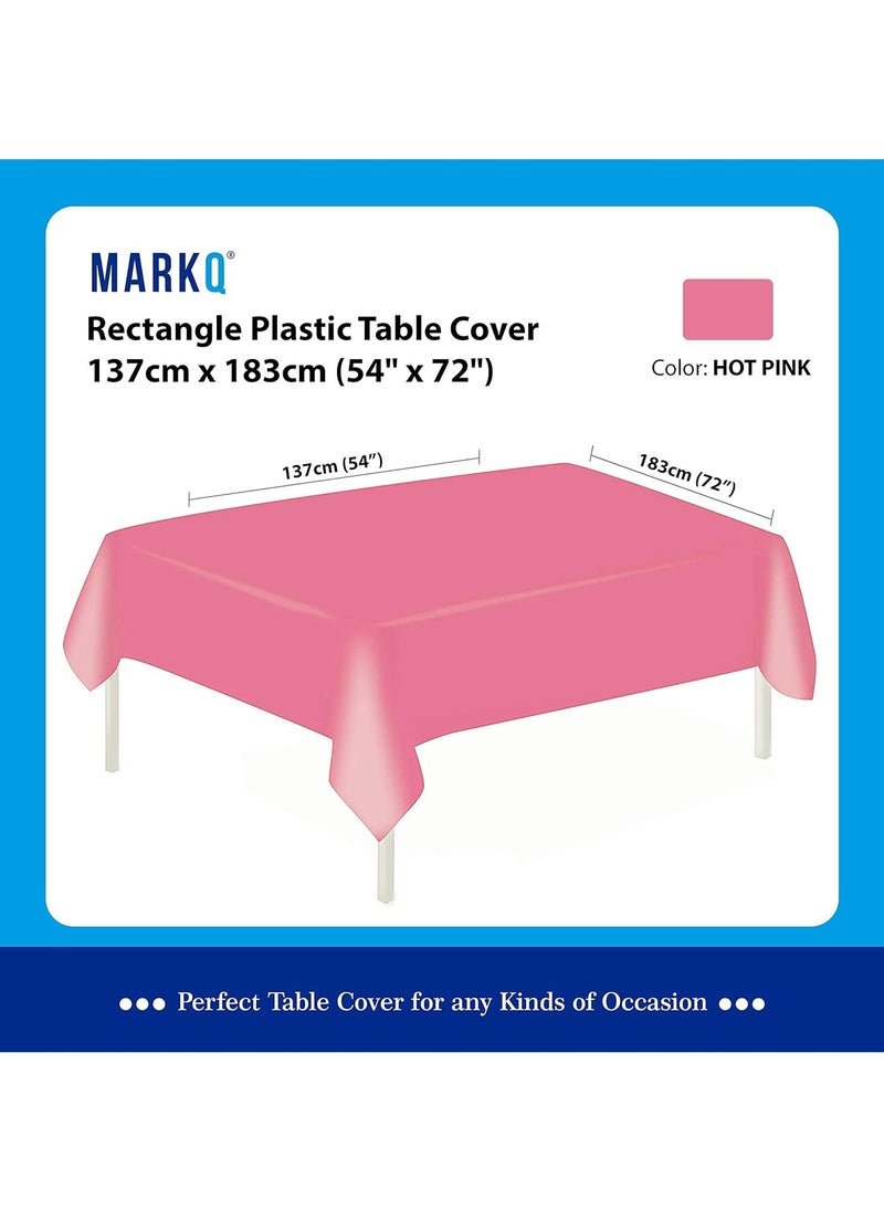 MARKQ - Plastic Tablecloth for Rectangle Table 54" x 72" Disposable Table Cover for Bridal Shower Wedding Birthday Party Decorations (Hot Pink) - Image 1