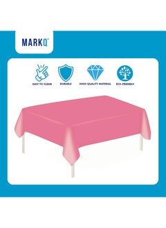 MARKQ Plastic Tablecloth for Rectangle Table 54" x 72" Disposable Table Cover for Bridal Shower Wedding Birthday Party Decorations (Hot Pink)  - Image 3