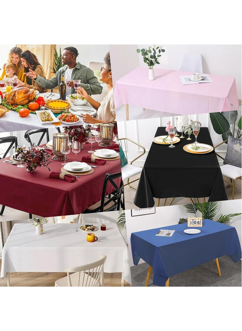 MARKQ - Plastic Tablecloth for Rectangle Table 54" x 72" Disposable Table Cover for Bridal Shower Wedding Birthday Party Decorations (Hot Pink) - Image 1
