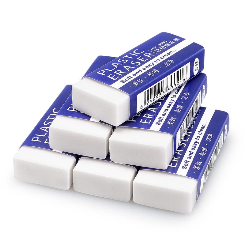 Tamaki 12 Pack Pencil Erasers, Large White Erasers for School Office, Art Erasers for Drawing - Image 1