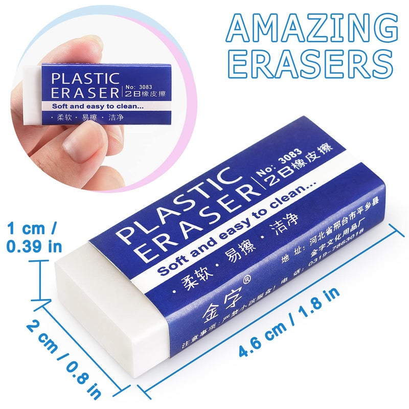 Tamaki 12 Pack Pencil Erasers, Large White Erasers for School Office, Art Erasers for Drawing - Image 2