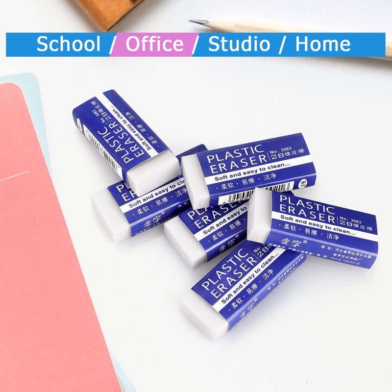 Tamaki 12 Pack Pencil Erasers, Large White Erasers for School Office, Art Erasers for Drawing - Image 4