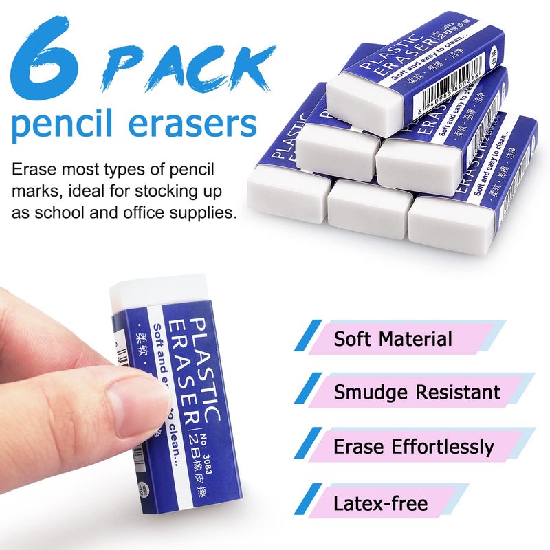 Tamaki 12 Pack Pencil Erasers, Large White Erasers for School Office, Art Erasers for Drawing - Image 3