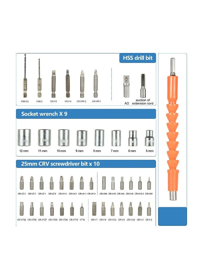 Generic Electric Screwdriver Cordless 3N·m Max Torque Electric Screwdriver Kit with 47 Accessories 3.6V Cordless Screwdriver with USB Cable LED Light for Home Office DIY  - Image 3