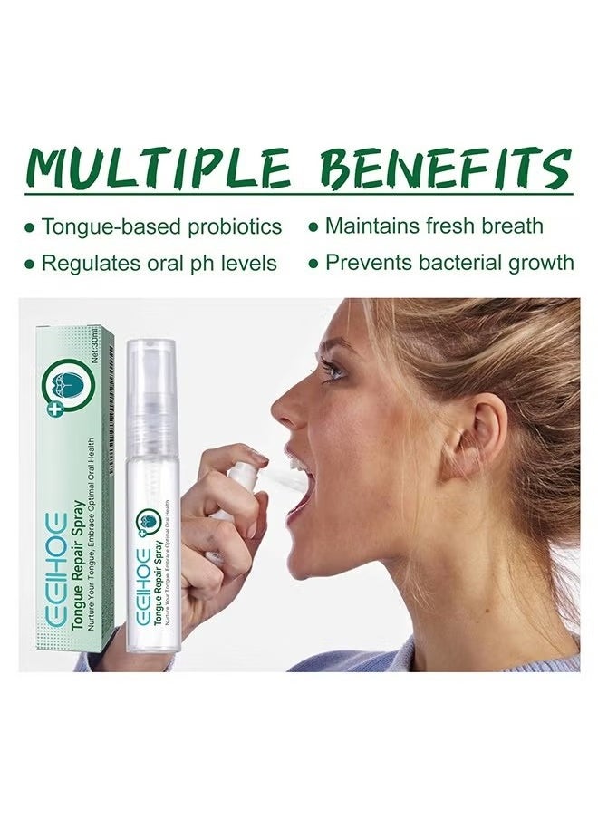EELHOE Tongue Repair Spray,Mouth Repair Spray Repairs White Tongue Coating, Tongue Care Spray, Portable Mouth Spray, Mouthwash Spray, Freshens Breath, Eliminates Bad Breath 30ml  - Image 2